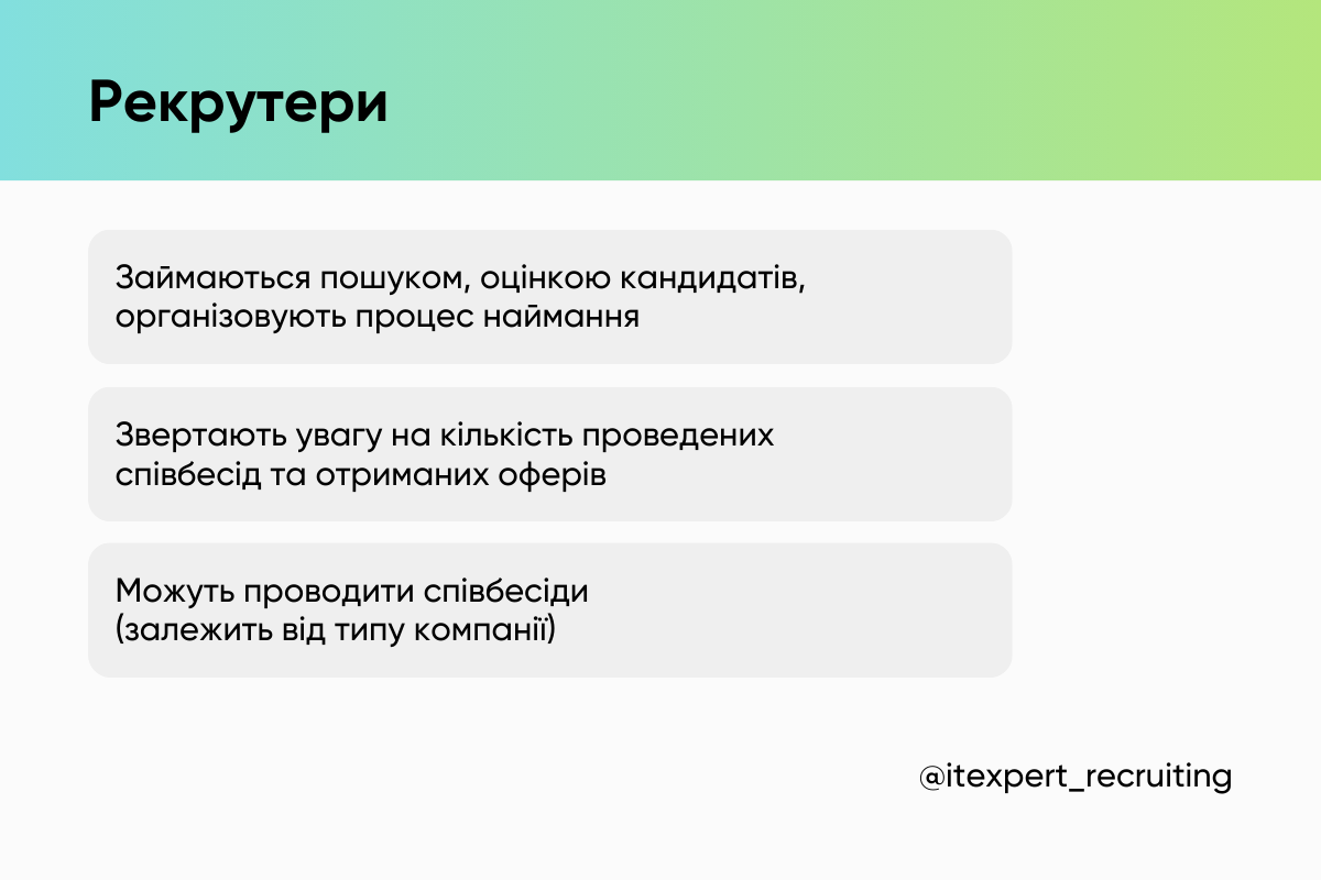Кар'єра HR, рекрутера, сорсера +відмінності позицій