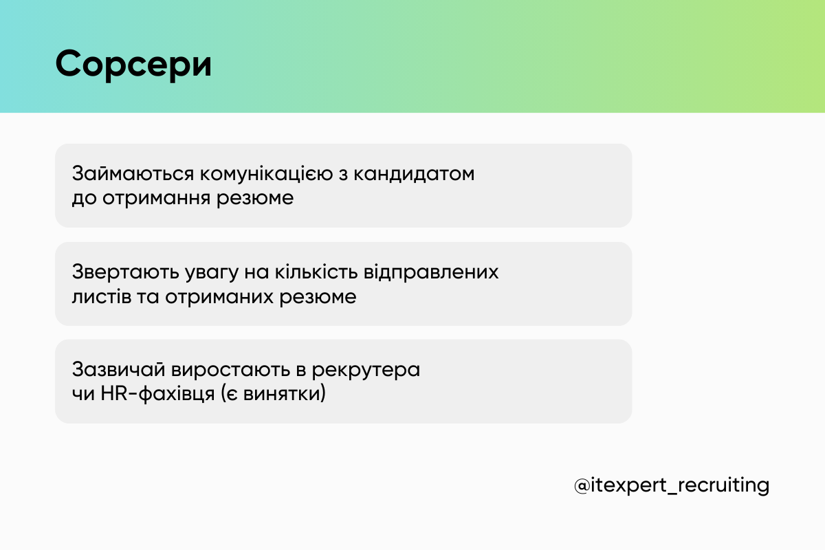 Кар'єра HR, рекрутера, сорсера +відмінності позицій