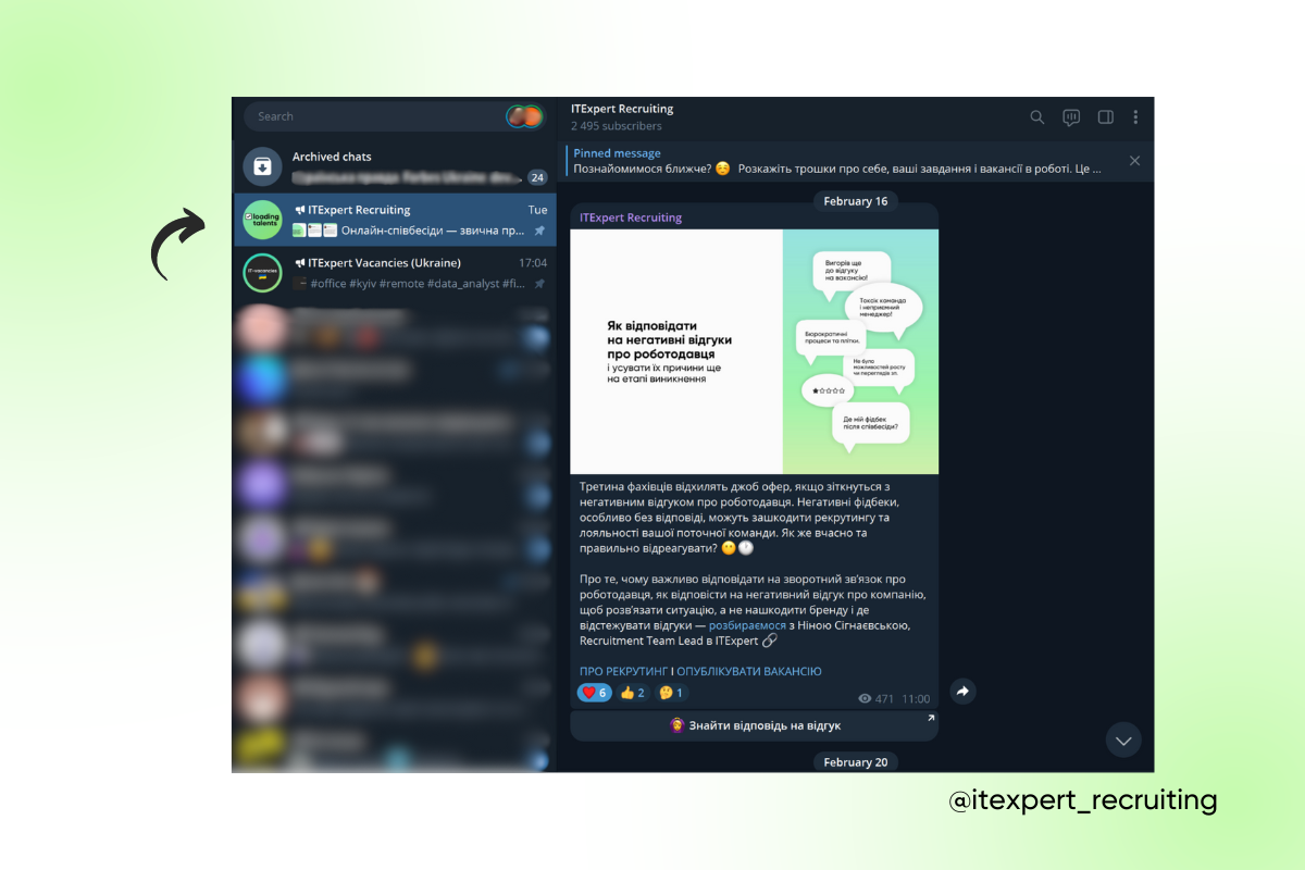 Закріплені чати у Telegram
