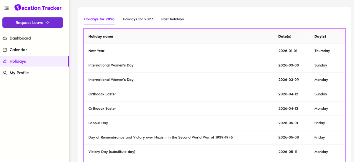 Vacation Tracker App