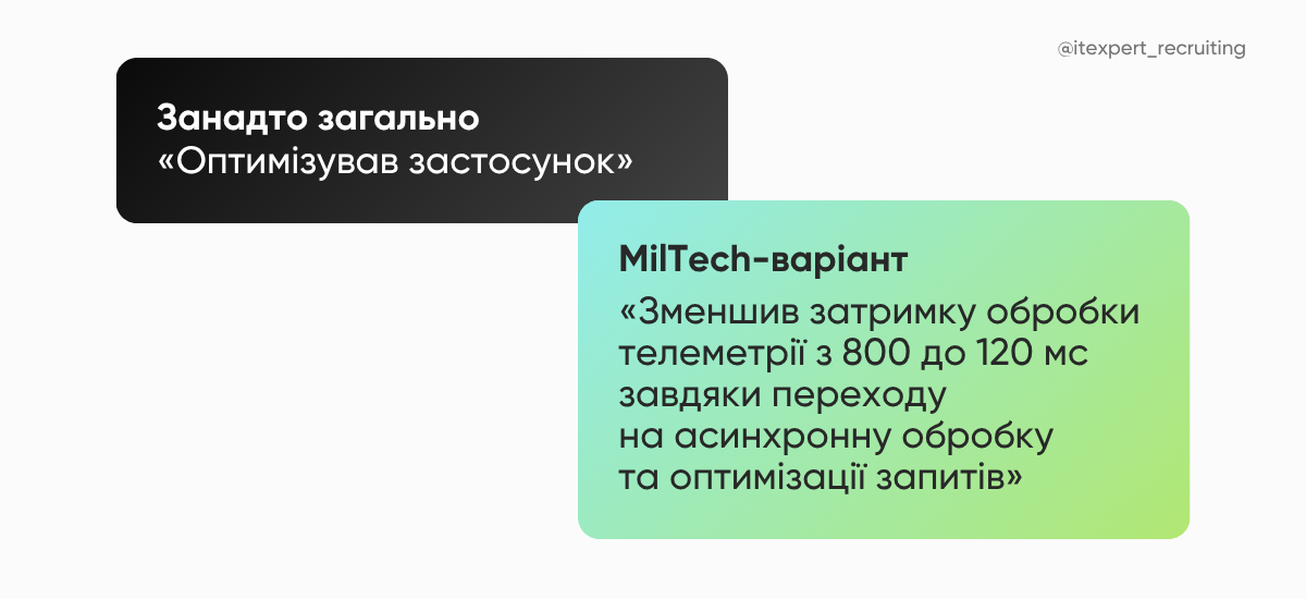 Як подати досвід для MilTech-вакансії (приклад 1)
